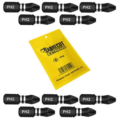 10x SabreCut PH2 Impact Drill Driver Screwdriver Bits 25mm Phillips Professional
