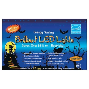 Golden Bay 60 Orange LED Lights Halloween Decoration - 16 ft - Orange - Picture 1 of 1