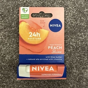Nivea Long Lasting PEACH SHINE Lip Balm 4.8g, With 100% ORGANIC JOJOBA OIL💄👄💄 - Picture 1 of 2