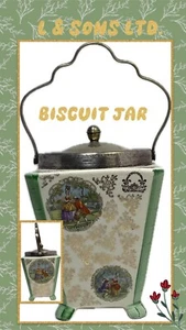 Antique L & Sons England Biscuit Jar Lancaster & Sons - Picture 1 of 3
