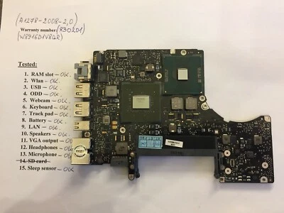 Macbook A1278 13 2008 C2D 2.0 GHZ Logic Board 820-2327-A Tested Waranty - Image 1 of 4