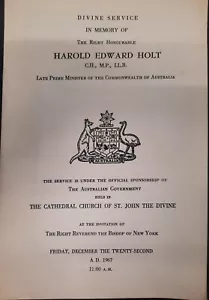 Harold Holt Prime Minister Of Australia, Memorial Service 1967 New York - Picture 1 of 1