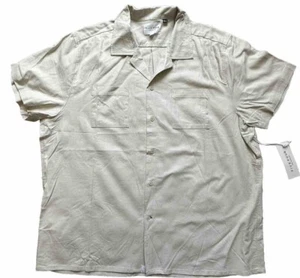 Five Four Clifford Shirt Mens 2XL Beige Linen Cotton Short Sleeve Casual New - Picture 1 of 7