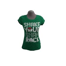 Rocker Girl Shake Your ShamRock St Patricks Day T-Shirt Women Junior Size L EUC