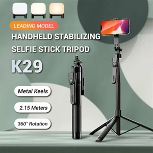 84inch Remote Selfie Stick Tripod Phone Desktop Stand Desk Holder w/ Fill Light - Picture 1 of 20