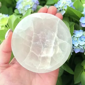 "Tazón de carga de selenita polaca de 3"" cristal blanco limpieza piedras preciosas curativas energía" - Imagen 1 de 6