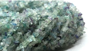 Piedra preciosa de fluorita natural de cadena larga de buena calidad de 16" sin cortar de 5-7 mm - Imagen 1 de 5