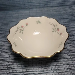 LENOX ROSE MANOR PINK DISH JEWELRY DISH TRINKET CANDY NUTS DISC. PATTERN - Picture 1 of 4