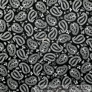 BonEful Fabric FQ Cotton Quilt Black White B&W Paisley Calico Lace Small Flower - Picture 1 of 6