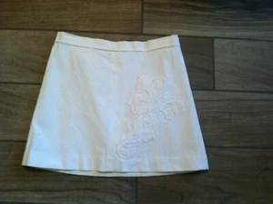 New Sz. 0 BCBGMAXAZRIA--  A-Line White Mini Pinstripe Cotton 4 Panels Skirt  - Picture 1 of 8