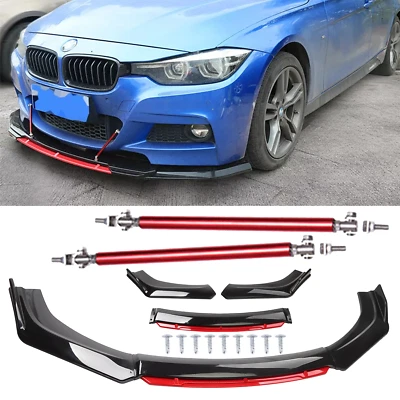 Front Bumper Lip Red Layer Splitter Spoiler Black +Red For BMW 220i 228i 230i - Изображение 1 из 4