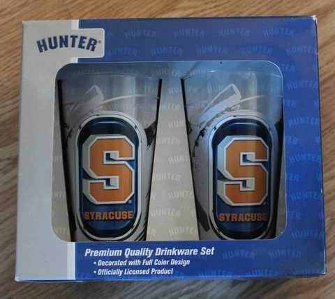 Syracuse University Football/Basketball Glasses Set~NEW~NCAA Cover