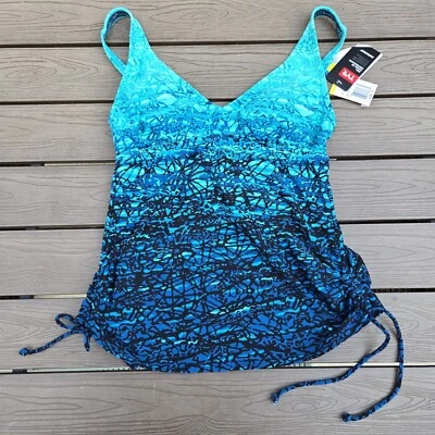 TYR Durfast Elite Arctic V-Neck Teal/blue Tankini SZ 12 New - Image 1 of 3