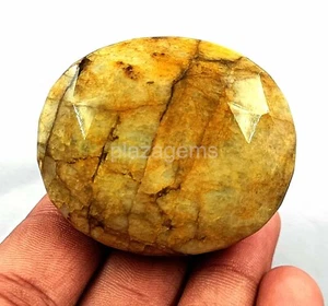 NATURAL CERTIFIED 372 CT YELLOW COLOR BERYL FACETED OVAL CUT LOOSE GEMSTONE EKN - Picture 1 of 7