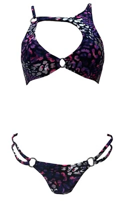 Bikini ANN SUMMERS negro púrpura plateado y rosa Paradise Bay talla 8 Foto 1 de 3