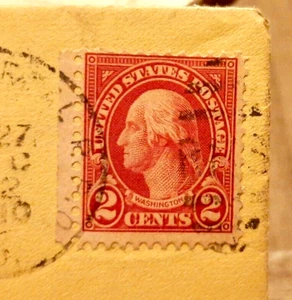 SELLO ROJO IZQUIERDO GEORGE WASHINGTON 2 CENTAVOS 1927 (#5) - Imagen 1 de 3
