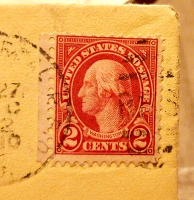 SELLO ROJO IZQUIERDO GEORGE WASHINGTON 2 CENTAVOS 1927 (#5) Foto 1 de 3