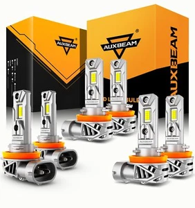 AUXBEAM Canbus LED Headlight High Low Fog Bulb 6500K For Nissan Rogue 2014-2025 - Foto 1 di 17