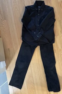 LOT Children’s Place Boys Black Buttoned Shirt And Slim Pants Size 7/8 And 8 - Picture 1 of 11
