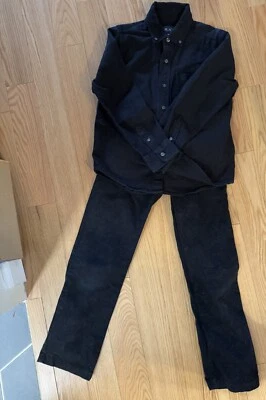 LOT Children’s Place Boys Black Buttoned Shirt And Slim Pants Size 7/8 And 8 - Image 1 of 4