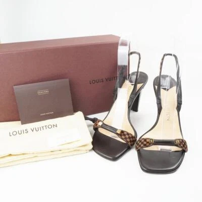 Sandálias femininas Louis Vuitton LV Damier biqueira quadrada tamanho 37,5 - Imagem 1 de 4
