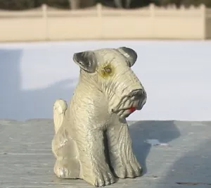 Antica statuina fermacarte vintage piombo Fox Terrier cane vecchia scultura piombo - Foto 1 di 8