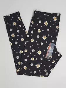 No Boundaries NOBO Size M (7-9) Black Daisy Floral Print High Rise Ankle Legging - Picture 1 of 2