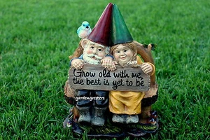 ZWERGENPAAR STATUE MR. UND MRS. GNOME FIGUREN - Bild 1 von 4
