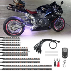 For Honda CBR250R CBR1000RR 12Pcs Motorcycle RGB Underglow Lights Strip + Remote - Picture 1 of 15