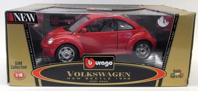 Burago 1/18 Scale Diecast 3342 Volkswagen New Beetle 1998 Red Model Car - Image 1 of 2