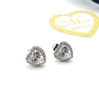 ORECCHINI DONNA CUORE ZIRCONI ACCIAIO MONELLA BIJOUX  - Immagine 1 di 4
