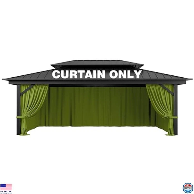 Universal 4-Panel Waterproof Gazebo Curtain Replacement 12' x 20' with Zipper - Image 1 of 4