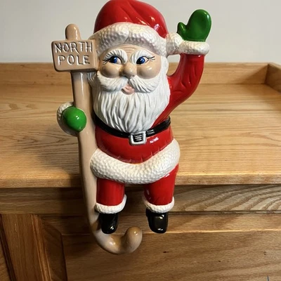 Vintage Ceramic Santa Stocking Hanger Shelf Sitter Candy Candy Hand Painted 12” - Image 1 of 4