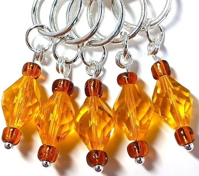 MikieLou CRISTAL Marcadores de Puntada Fina Facetado Naranja Ámbar Juego de 5 Tejer Foto 1 de 3