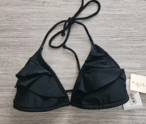 Top bikini Hula Honey nero medio collo alto nuovo con etichetta NB626 - Foto 1 di 5