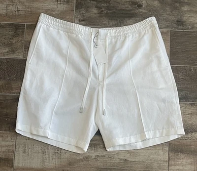 $1,050 Brioni Off White Cotton Blend Bermuda Drawstring Walking Shorts Size 42 - Image 1 of 4