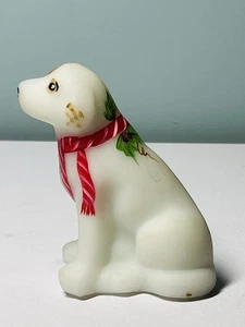 Fenton Satin Art Glass 100 Years Christmas Puppy Hand Painted By S Miller - Picture 1 of 7