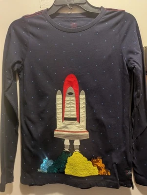 Joules Girls 12 Blue Jack Rocket Long Sleeve Starry Shirt with Sequins NWT - Image 1 of 4
