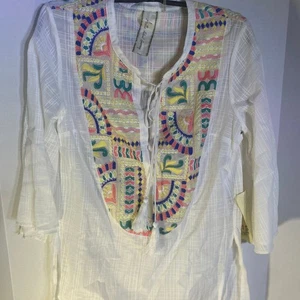 Aratta Silent Journey Damen bestickte Blumen Bohemian Tunika - Bild 1 von 5