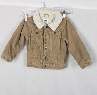 Old Navy Corduroy Sherpa Lined Trucker Jacket Toddler Boys 4T Cozy Outdoor - Image 1 of 4