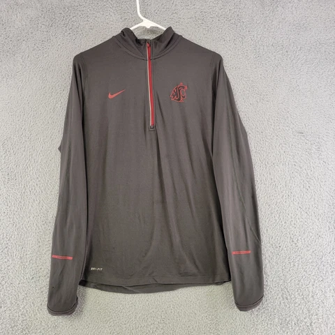 Washington State Cougars Sweater Mens L Large Dark Gray Nike 1/4 Zip Pullover Cover