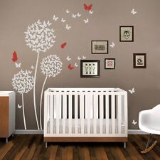 Dandelion Flying Butterfly Wall Decal Flower Vinyl Nursery Baby Room Decor Large