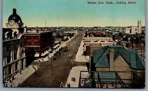 Postcard Moose Jaw SK c1910s Looking North Trolley Car Shops Birds Eye View - Picture 1 of 2