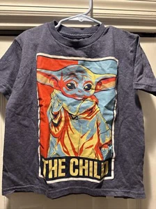 Star Wars Grogu The Child Blue T Shirt Unisex Kids Size XS 4/5 Preowned - Picture 1 of 8