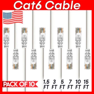 10 x Cat 6 Patchkabel weiß Cat6 Kabel Ethernet RJ45 Stecker Internetkabel - Bild 1 von 11