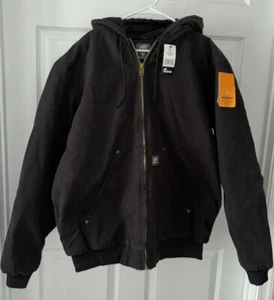 Chaqueta Abrigo de Trabajo BERNE Para Hombre Algodón Lavado Pato Con Capucha NUEVA Negra Talla XL Alta - Imagen 1 de 3