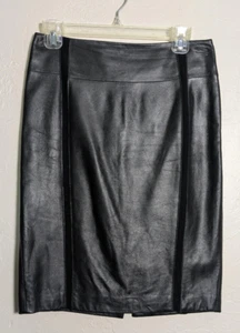 Classiques Entier Black Leather Pencil Skirt Size 0 XS Knee Length - Picture 1 of 4