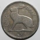 Republika Irlandzka 3 pensy moneta 1948 KM # 12a Irlandia Zając 1/2 reul 3 Pingine Three