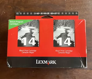 LEXMARK 14 BLACK Authentic Ink Cartridge Twin Pack - Sealed. Old New Stock - Picture 1 of 4