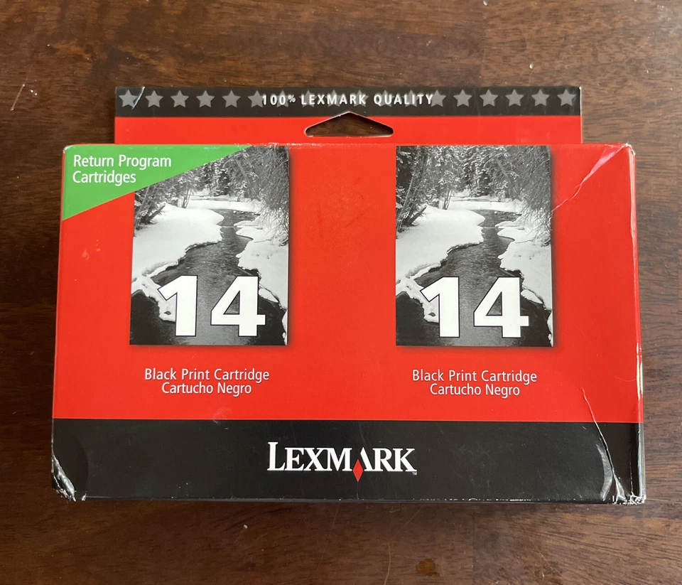 LEXMARK 14 BLACK Authentic Ink Cartridge Twin Pack - Sealed. Old New Stock - Image 1 of 4